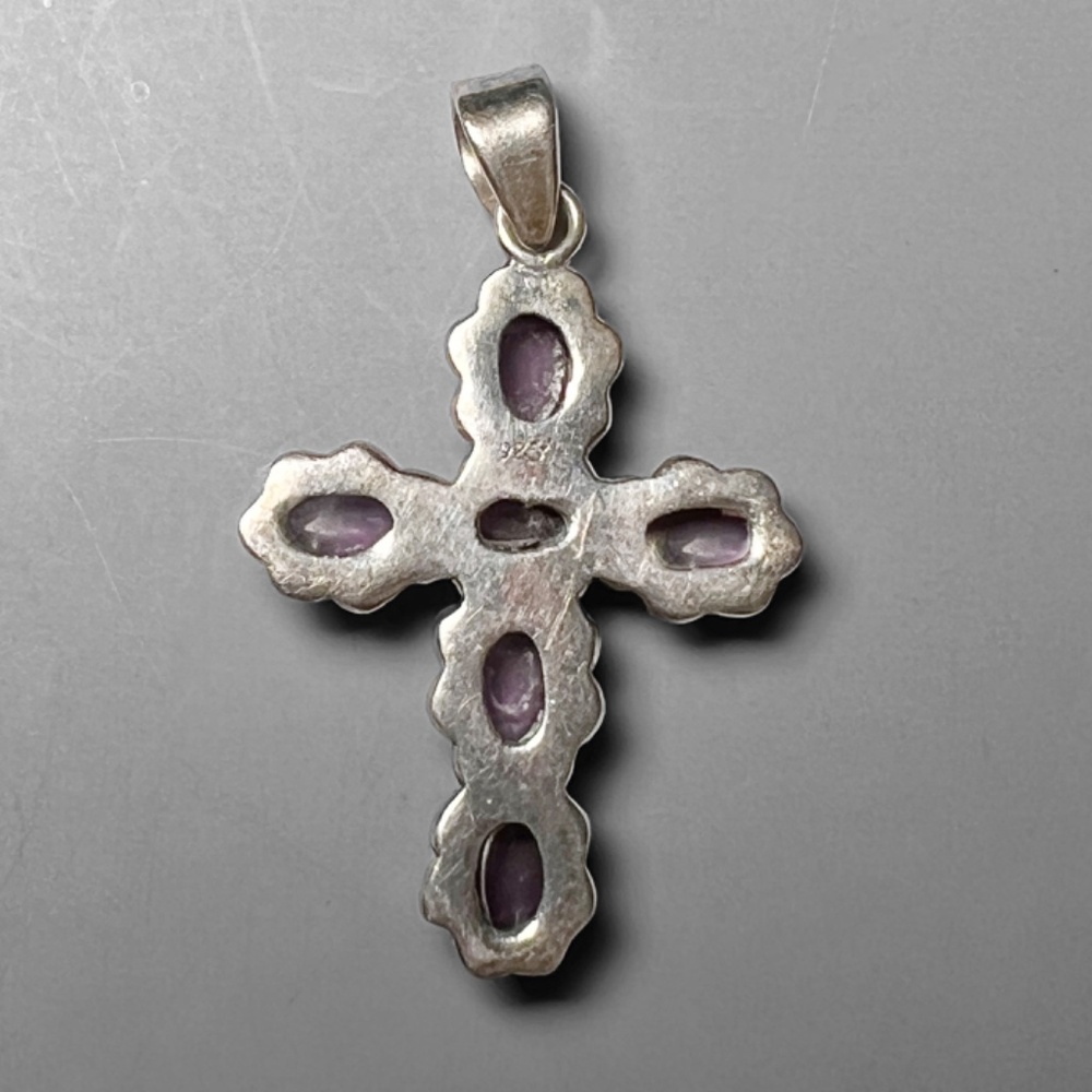 Purple Amethyst Cross Pendant - Picture 4 of 5